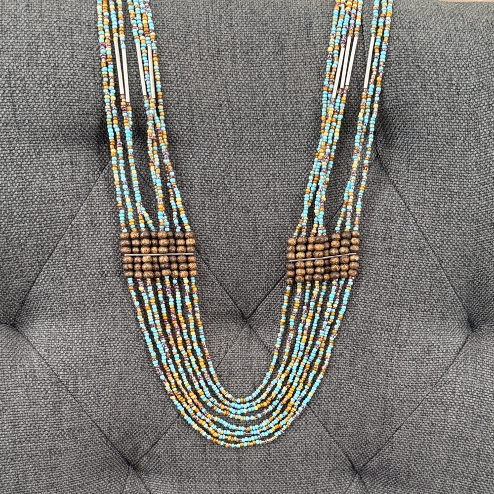 Multi-Strand Turquoise & Brown Beaded Necklace - Women Jewelry